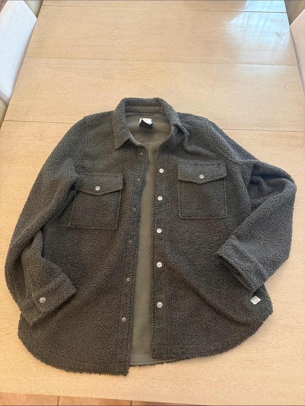 Vuori Women's Olive Brown Teddy Jacket with Button Front
